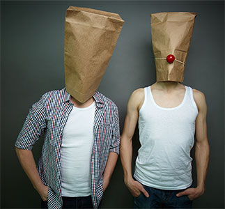 guys with paper bags