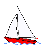 red sail boat animated