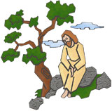 Jesus by a tree