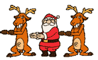 Santa dancing with his reindeer