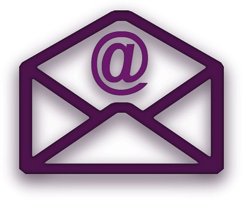 purple envelope with @