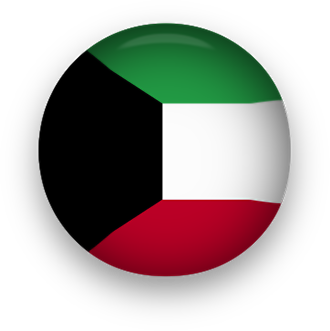 Kuwait Flag button round