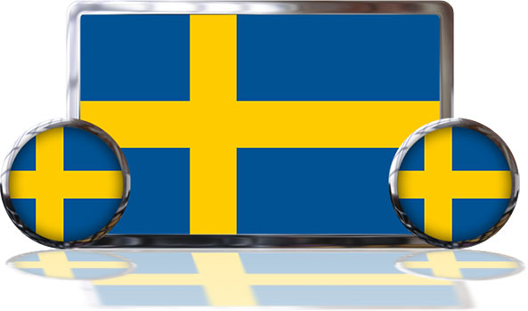 Swedish Flags with reflevtive shadows