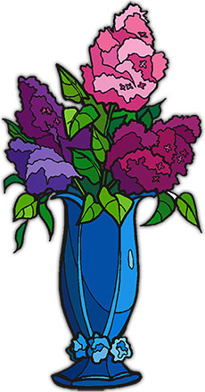 flowers in blue vase
