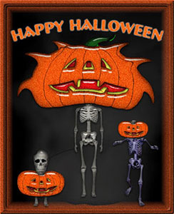 funny skeletons and Happy Halloween