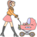 mom pushing baby in stroller