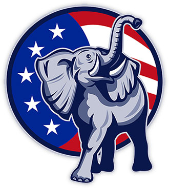 elephant with an American Flag