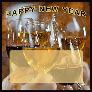 Happy New Year wine and champagne border