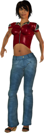 woman with black hair in blue jeans png transparent file
